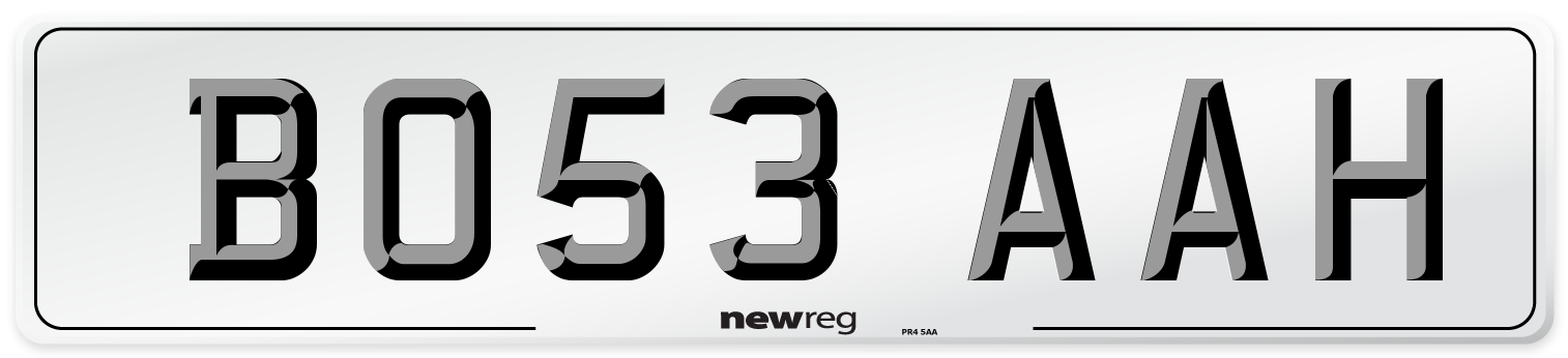 BO53 AAH Number Plate from New Reg